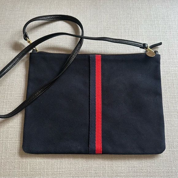 Clare V. Handbags - Clare V Sac Bretelle Navy Perf Suede w Stripes Crossbody Bag